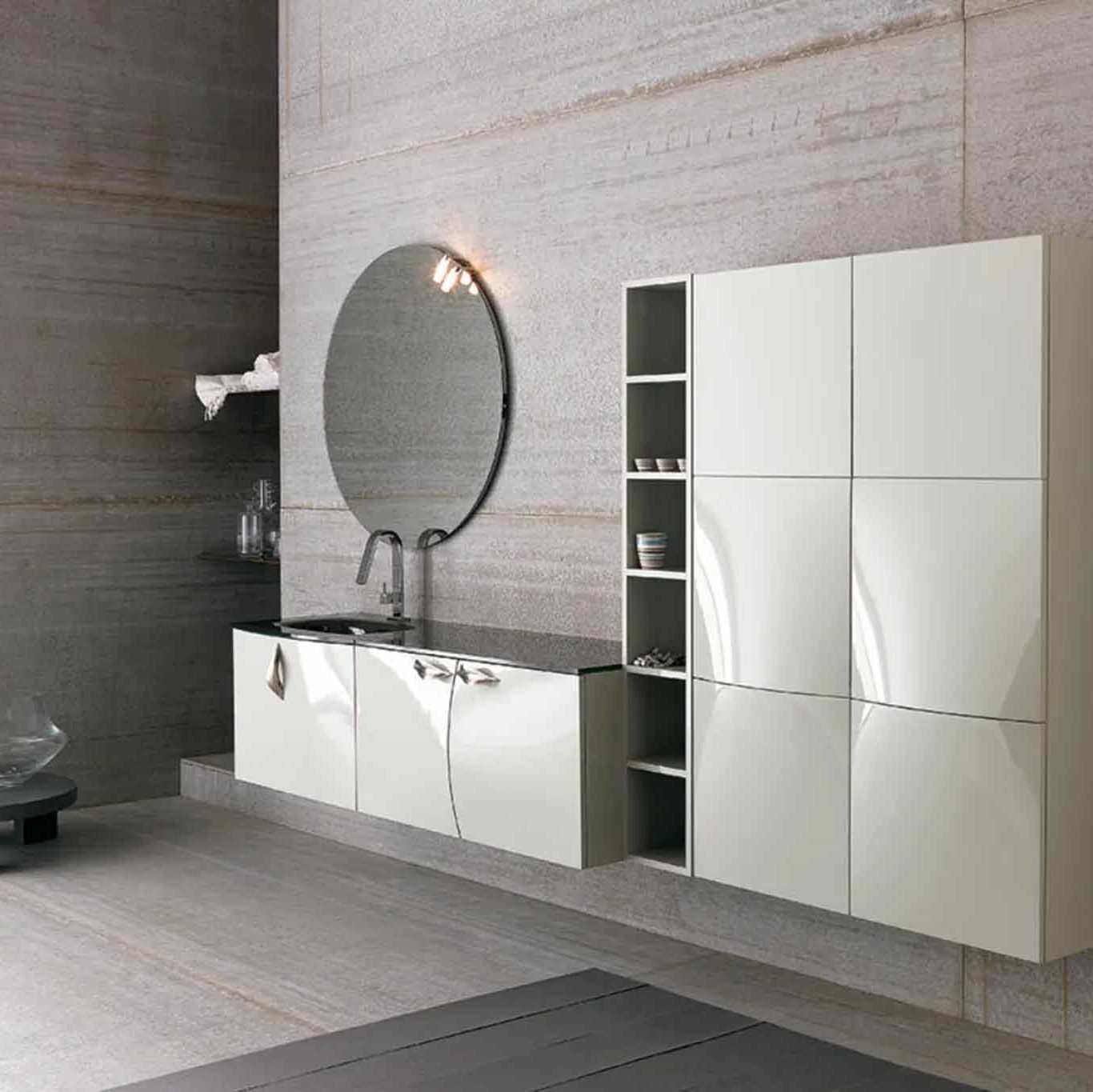 Meubles de salle de bains blanc dans salle de bains moderne